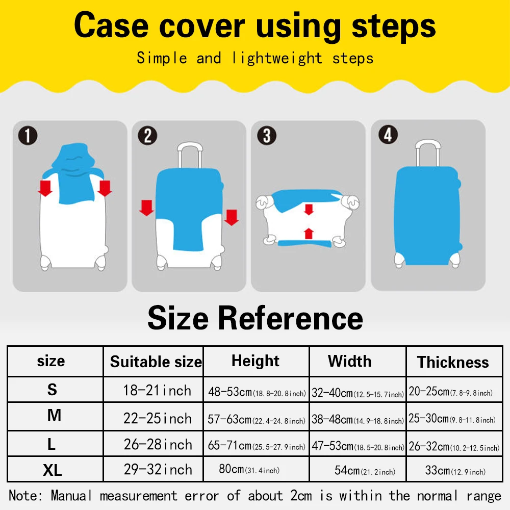 Suitcase Travel Luggage Cover Cute Monster Print for 18-32 Inch Holiday Traveling Essentials Accessories Trolley Protective Case