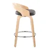 Grotto 26" Contemporary Fixed-Height Counter Stool with Swivel in Natural Wood and Brown Faux Leather with Round Chrome Metal Fo 3