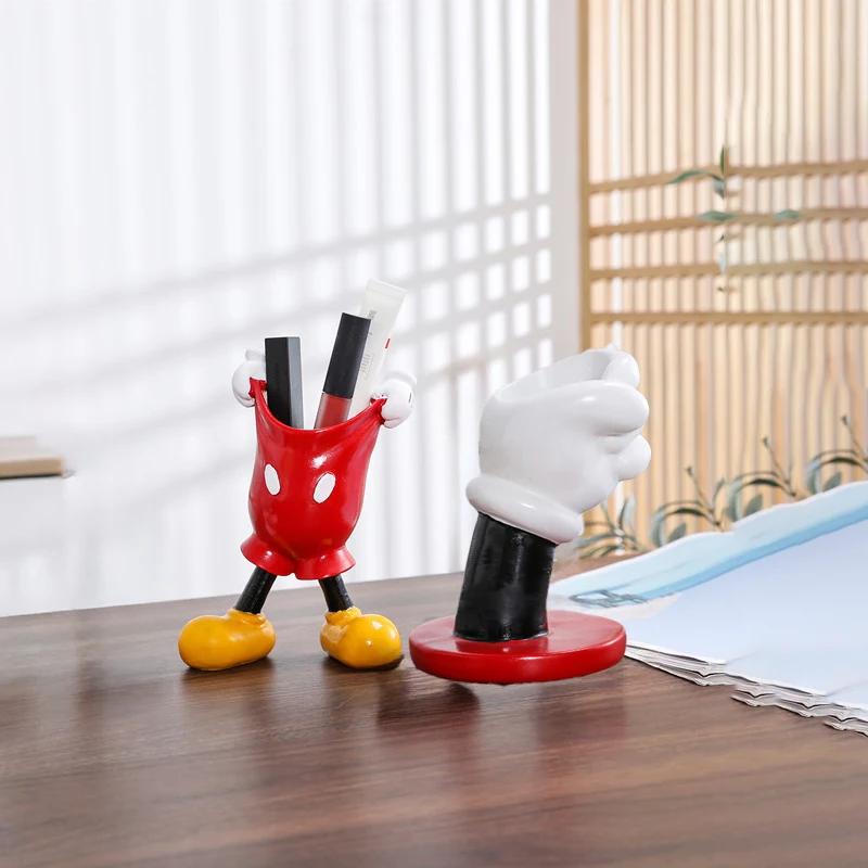 

Mickey Mouse Pen Holder Kawaii Disney Cute Anime Toys Student Desktop Cartoon Decoration Pen Holder Gloves Vase Birthday Gifts