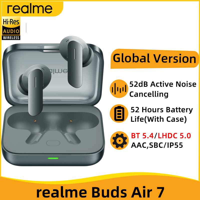 Global Version realme Buds Air 7 52dB Active Noise Cancelling True Wireless Earphone 52 Hour Battery Bluetooth 5.4 TWS Earbuds