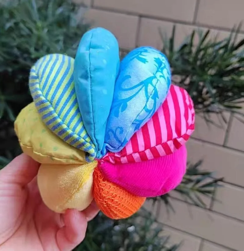 Baby Magic Stuff Rainbow Fabric Sensory Ball Montessori Infant Educational Color Cognitive Cloth Soft Plush Bumpy Toy