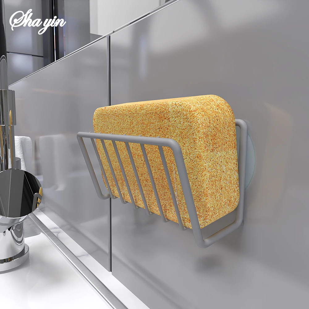 1PC Home Kitchen Sink Wall-Mounted Sponge Storage Rack, Sponge Drip ...