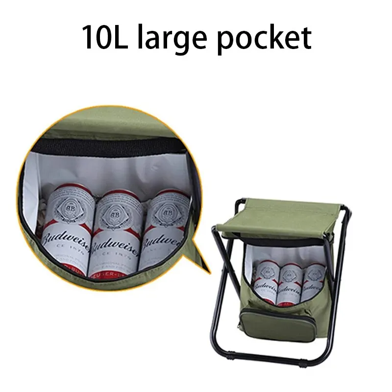 Foldable Fishing Chair Multifunctional Outdoor Stool With 10L Insulation Bag Durable Ultralight Folding Chair For Camping Picnic