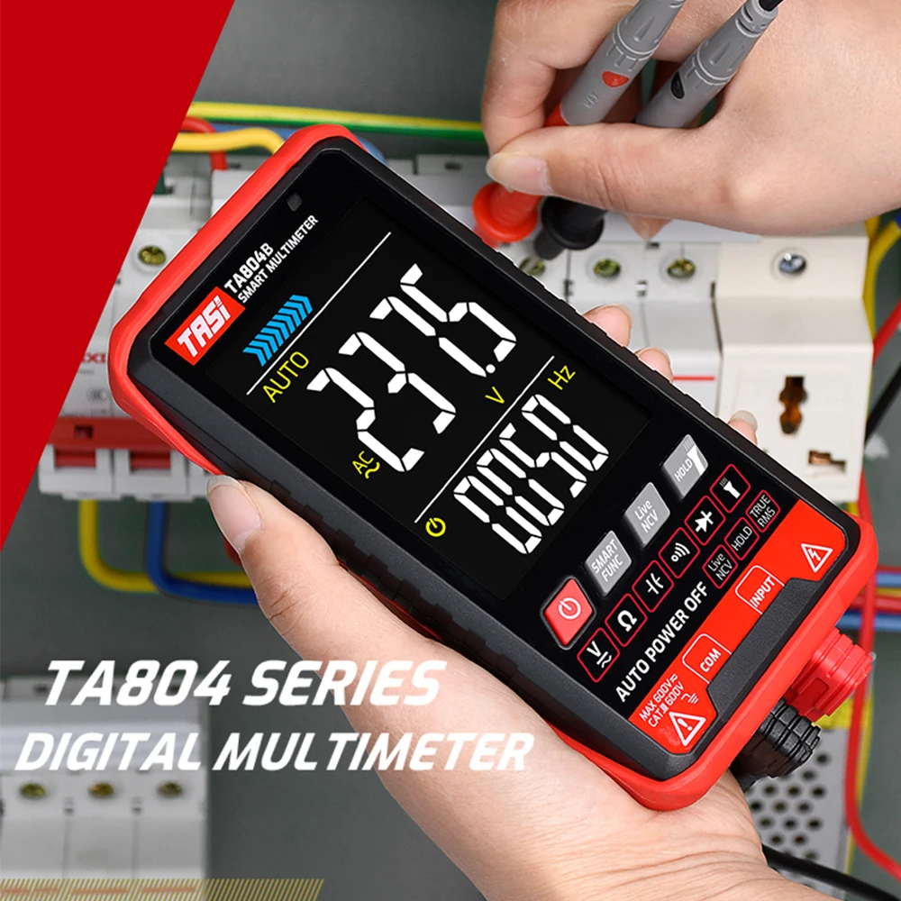 TASI TA804B Digital Multimeter Auto Tester Multimeters HD Color Screen Ultrathin Intelligent OHM NCV DC/AC Voltage Meter digital multimeter multimeter tester