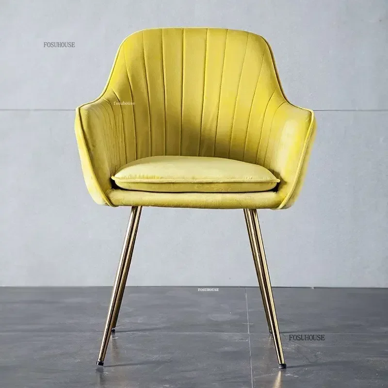 Modern Velvet Dining Chairs For Household Living Room Chair Minimalist Backrest Creative Dining Room Chair Kitchen Furniture