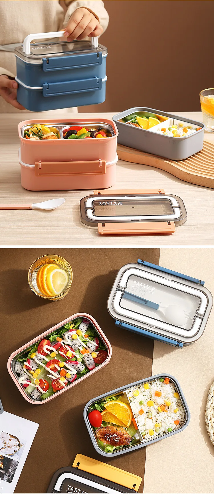 Dropship Bento Box Double Layer Lunch Box For Kids And Adults Leakproof  Lunch Containers With Removable Stainless Steel Tray Microwave Safe to Sell  Online at a Lower Price