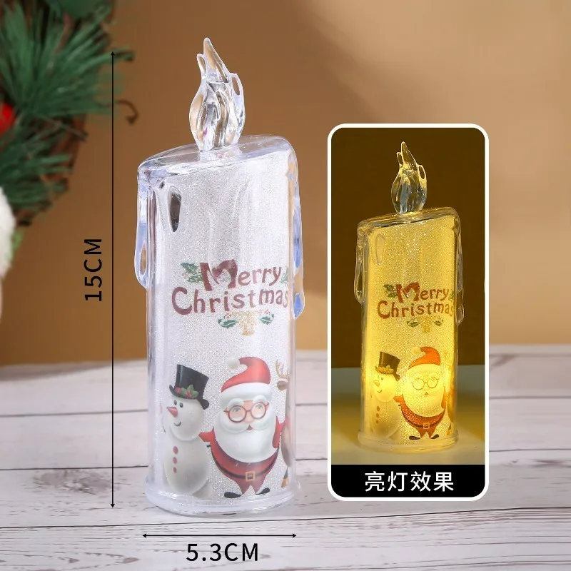 Lampada da notte elettronica senza fiamma a LED con candela di cristallo natalizia, decorazione per la casa, alimentata a batteria, ornamento da tavolo festivo_voghion.com