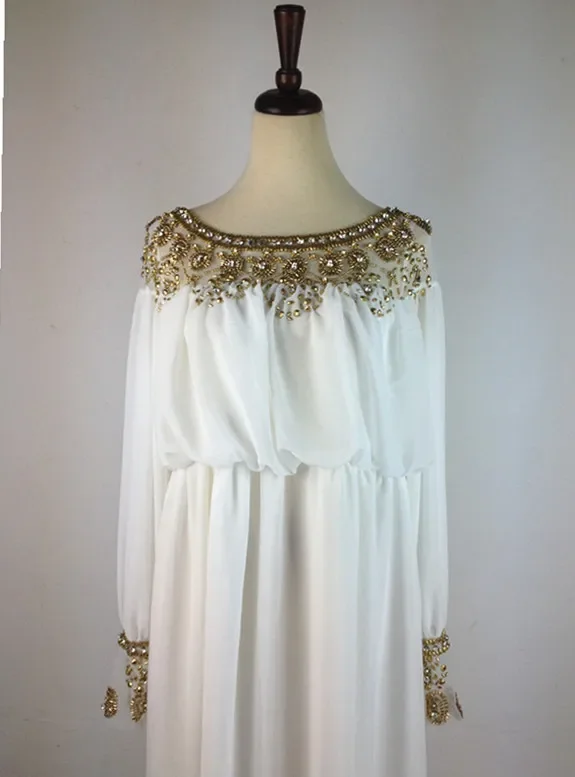 

Турецкая женская одежда с вышивкой из бисера шифоновое мусульманское платье мусульманская абайя с длинным рукавом