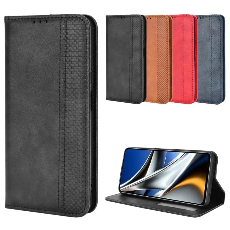 Vintage-Style Leather Wallet Flip Cover - Magnetic Closure, Retro Design