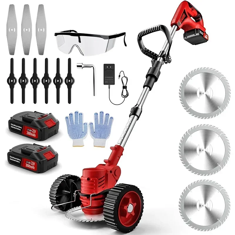 

Cordless Electric Lawn Mower 3in1 Blades Lightweight Push Grass Trimmer Cutter Weed Cleaning Battery Powered Garden Power Tools