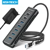 RSHTECH Powered USB Hub 7 Ports USB Extension 10Gbps USB-A and 2 USB-C Data Ports Individual On/Off Switches 12V Power Adapter 1