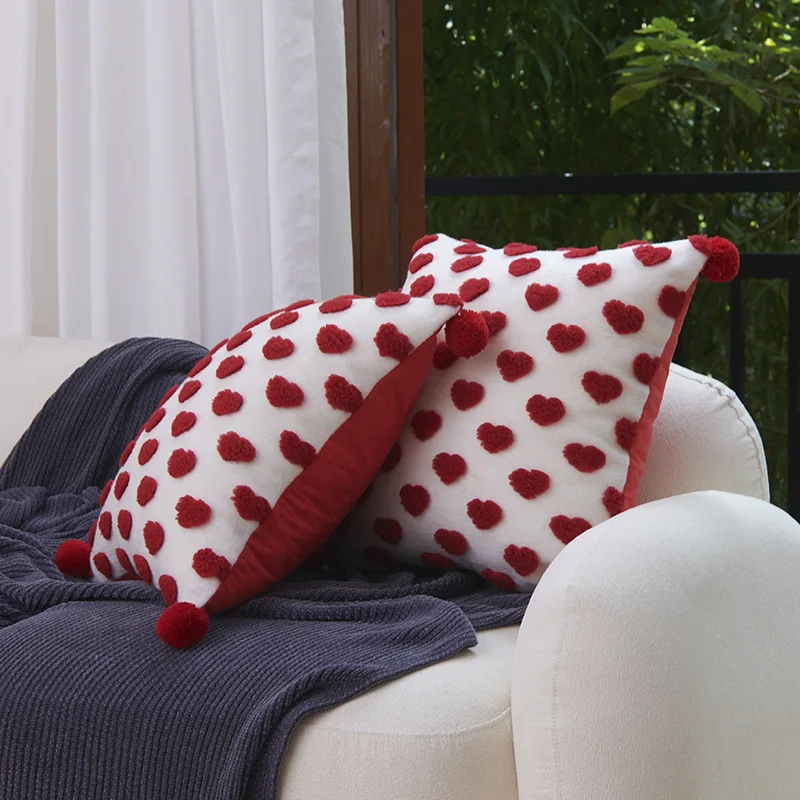 

Летняя Новинка, диванная плюшевая подушка для гостиной, наволочка в минималистическом стиле, красная трехмерная подушка в романтическом стиле, чехол для подушки