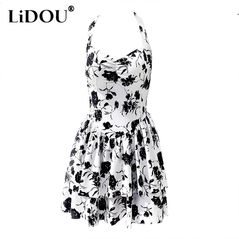 2023 New Korean Fashion Summer Sexy Swimsuits Women Contrasting Colors Elegant Grace Bohemian Sleeveless Chic Casual Swimwear