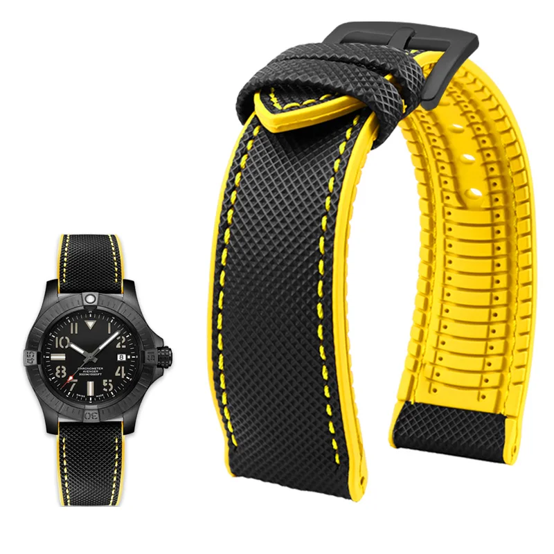 Durable Canvas Nylon Waterproof Watch Strap with Rubber Lining - Men's Watchband Accessories