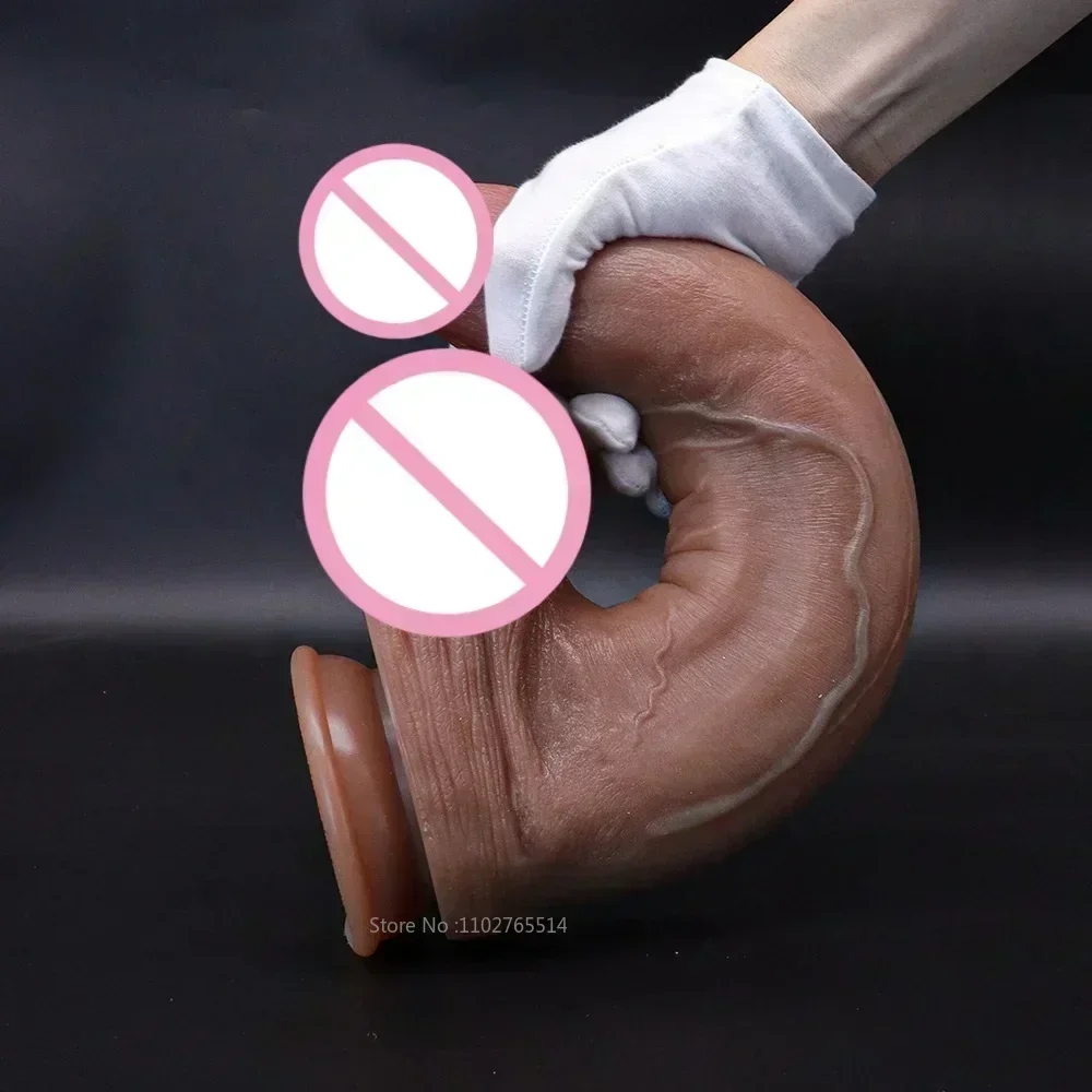 34CM Long Super Fat Dildo Realistic Silicone Penis Huge Anal Dildo Suction Cup Big Cock Men's/women's Masturbation Tool Anal Toy