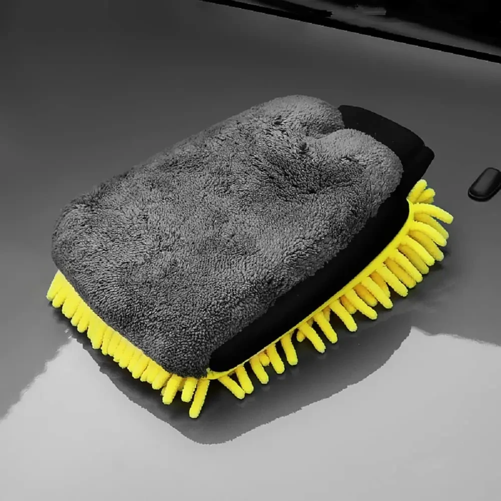 1/3/5pc Waterproof Thickened Microfiber Chenille Car Wash Gloves Car Care Both Sides Clean Details Wipe No Scratches Wipe Clean