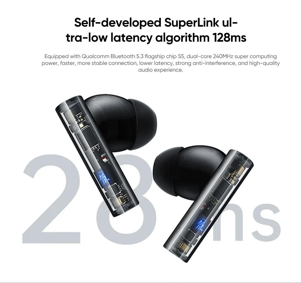 Nubia RedMagic DAO TWS 게임용 이어폰, 무선 블루투스 배터리 수명, BT 5.3, 액티브 노이즈 감소, 48dB 고품질 오디오