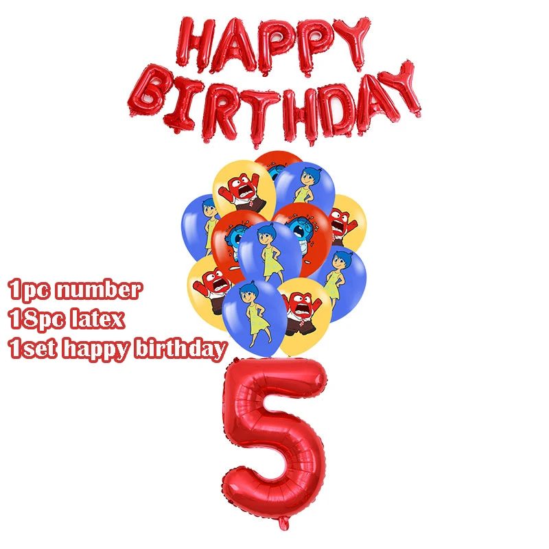 thumbnail image 1 of Decoración de cumpleaños de Disney Inside Out Platos de papel para fiesta de dibujos animados Inside Out Servilletas Vasos Globos Suministros para eventos Baby Shower Niños, 1 of 5