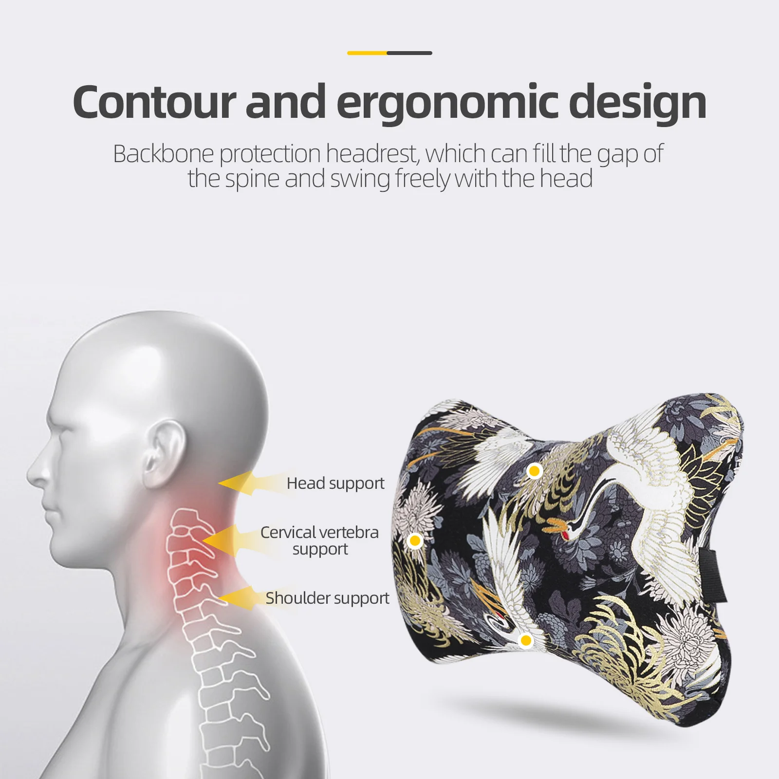 Car Neck Pillows Car Headrest Japan Ukiyo-e Head And Neck Rest Cushion Support Seat Universal Backrest Safety Pillow