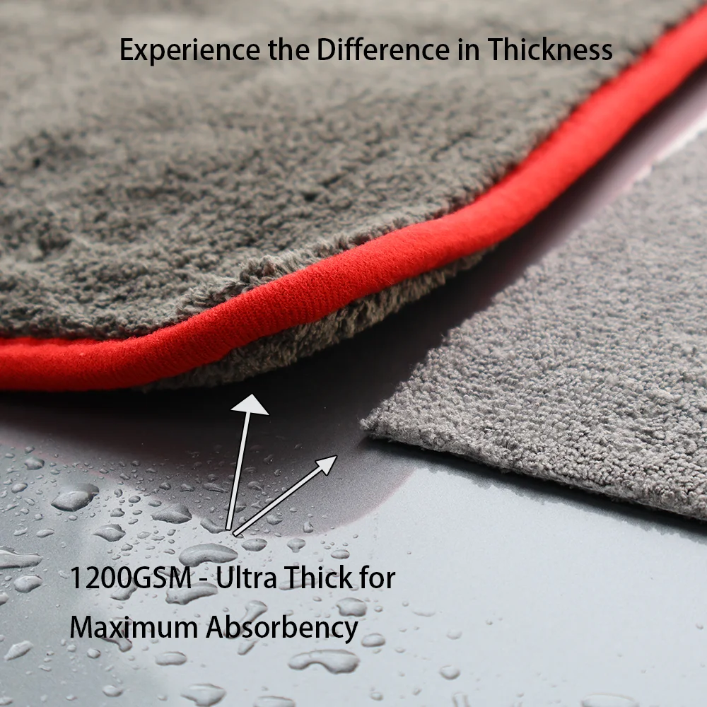 AUTOBRIGHT 1200gsm 30x40cm 40x40cm 60x40cm Microfiber Cleaning Towel Grey Wash Towels Car Cleaning Drying Cloth Car Wash Tools 5