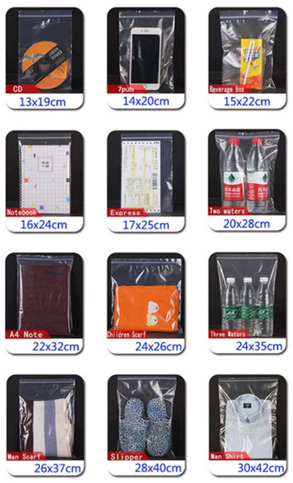 100 Stück Plastiktüten mit Reißverschluss, wiederverschließbar, transparente Beutel, Schuhbeutel, Vakuum-Aufbewahrungsbeutel, Sanitärbeutel, transparente Poly-Beutel, Dicke 0,12 mm – Detail 15