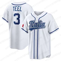 Maillot de baseball respirant blanc et bleu pour fans de baseball, collection Printemps-Été 2026, style classique, uniforme de sport actif, inspiré de l'Italie 5