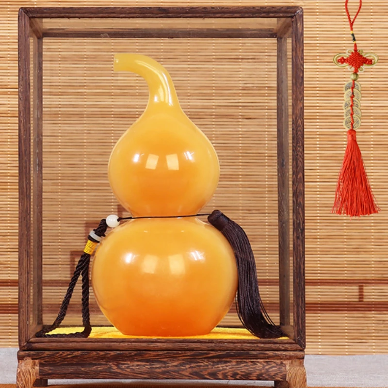 

Natural Jade Gourd Ornaments Living Room Wine Cabinet Chinese Household Decorations Office Housewarming Gifts