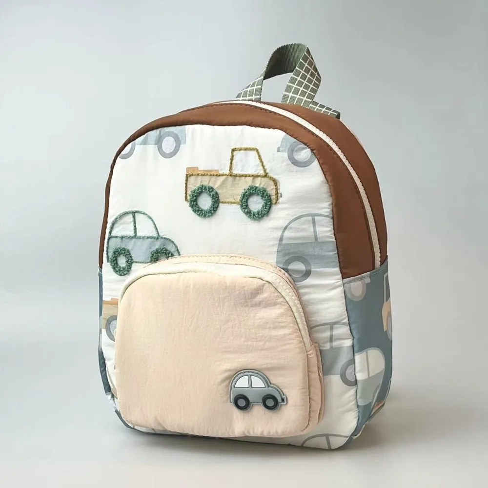 Cartoon Car Embroidery Children's School Backpack Kindergarten Multifunctional School Bags Boys and Girls Lightweight Backpack 5