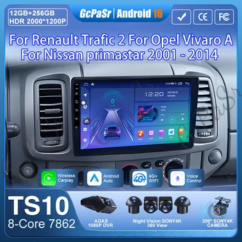 Radio de coche Android 16 para Renault Trafic 2 para Opel Vivaro A para Nissan primastar 2001 - 2014 navegación GPS Carplay Android Auto 1