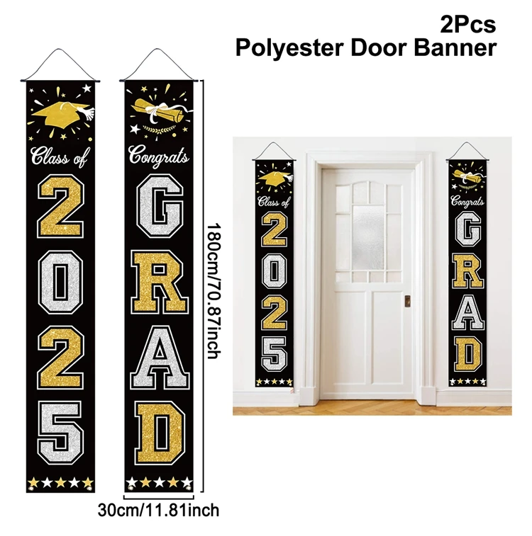 Abschluss Türbanner 'Class Of 2025' - 180x30 Cm, Rot, Für Abschlussfeier & Party-Dekoration