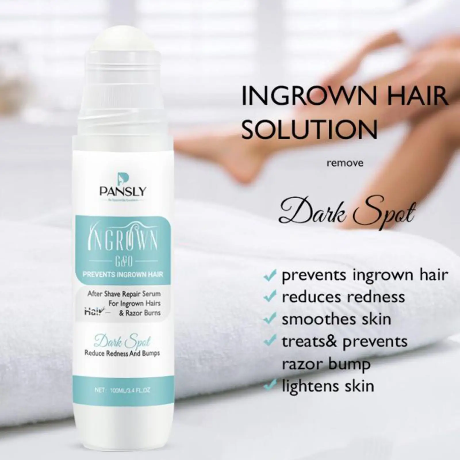 100ml Aftershave Serum for Men Women & Ingrown Hairs Moisturizer Remover after Hair Removal Skin Ingrown Hair Solution