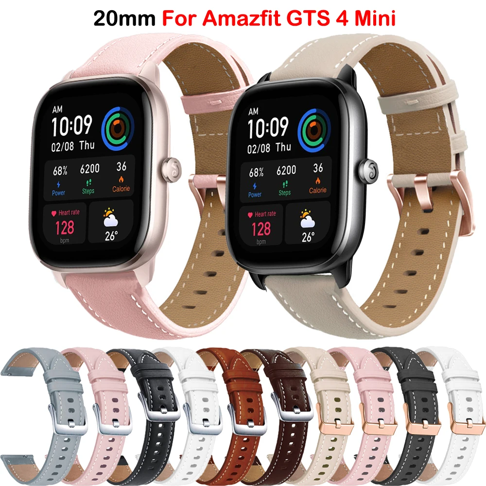 

For Amazfit GTS4 Strap 20mm Leather Watchband For Amazfit GTS 4 2 Mini GTS3 2e Bip 3 Pro GTS Mini Sport Wrist Strap Bracelet