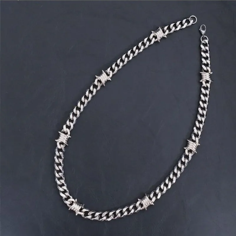 Unique Cuban Link Chain Thorns Choker Necklace Punk Gothic