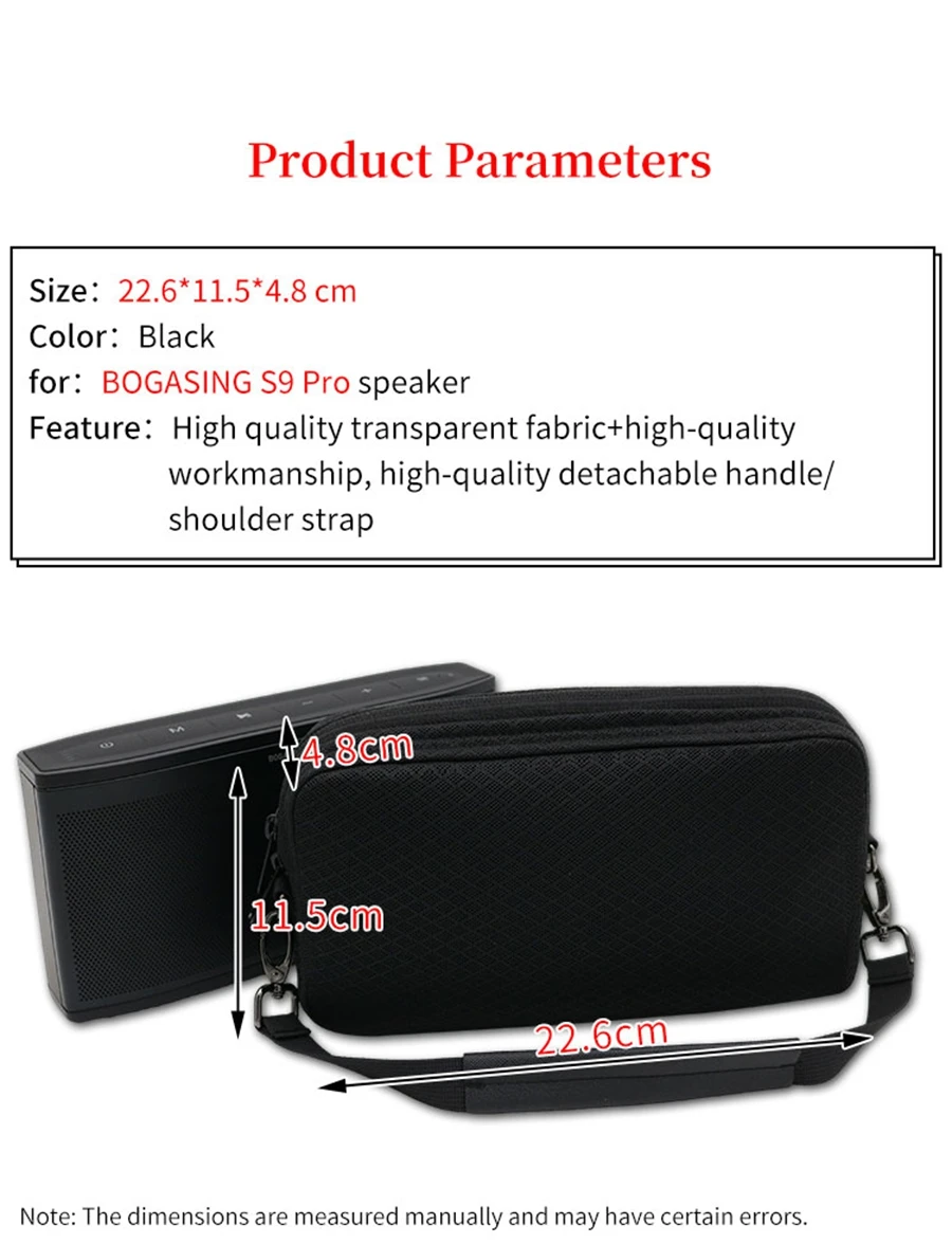 Portable Speaker Bag for BOGASING S9 Pro Speaker Sound Permeable Bags S9 Pro Outdoors Travel Carrying Transparent Case