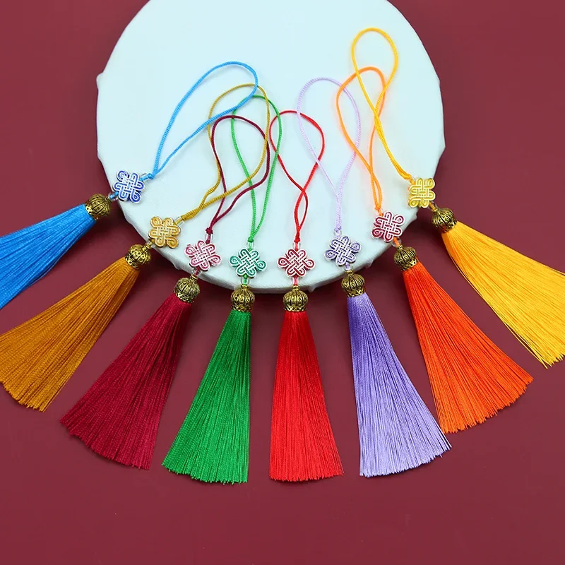 10pcs Tassels 합금 짠 중국어 매듭 폴리 에스터 술 펜던트 액세서리 술 DIY 매력 보석 만들기 가방 의류 장식