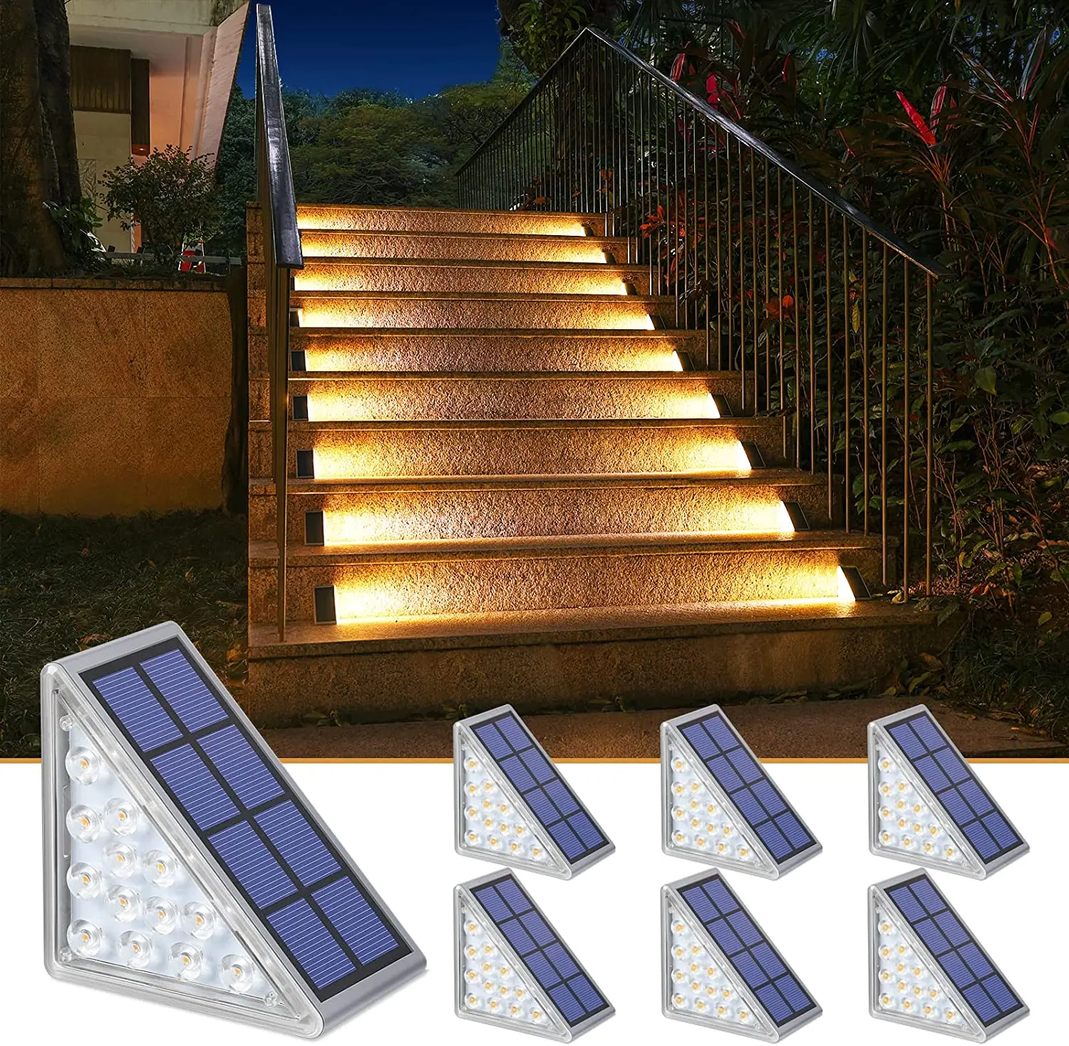 Solar Step Lights Waterproof Outdoor Stair Lights Warm White Solar Deck  Lights IP67 Solar Decoration Lights for Yard Garden AliExpress