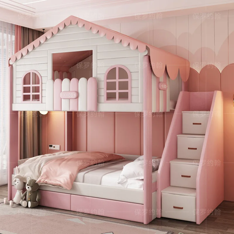 Children's furniture double bunk girls tree house princess mother bed