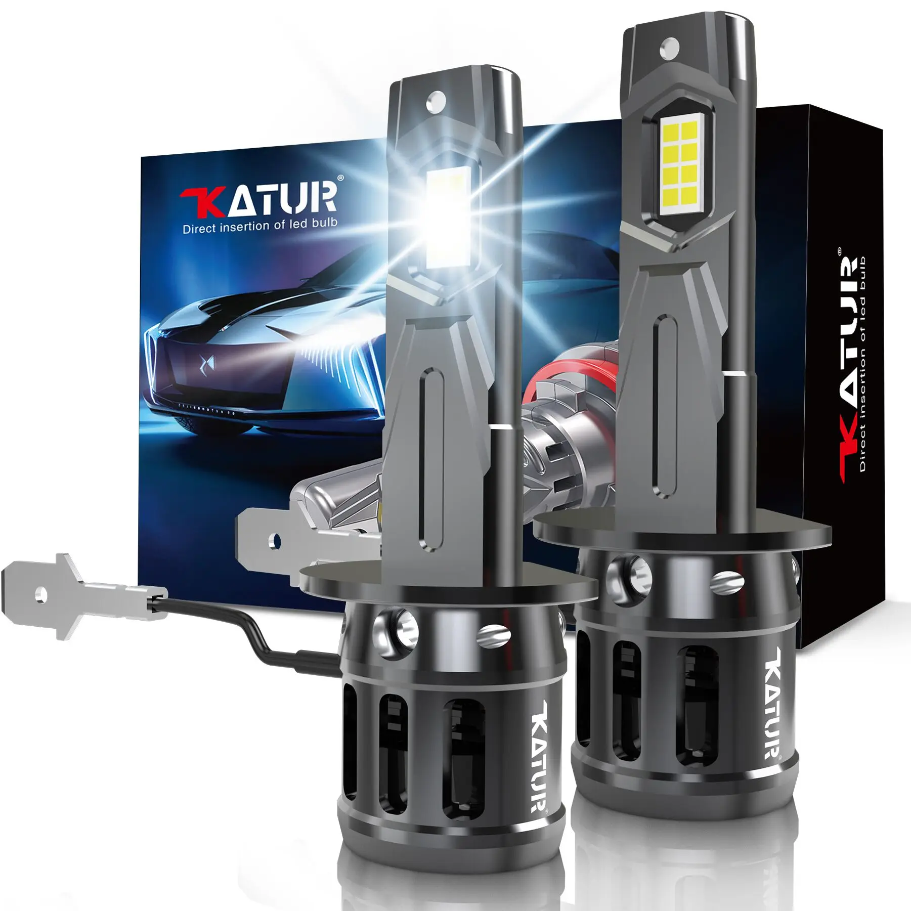 2x ไฟหน้า20000LM lampu depan LED H1ขนาด6000K, หลอดไฟหน้ารถยนต์ให้แสงสว่างมากปลั๊กแอนด์เพลย์หลอดไฟหน้ารถ 1