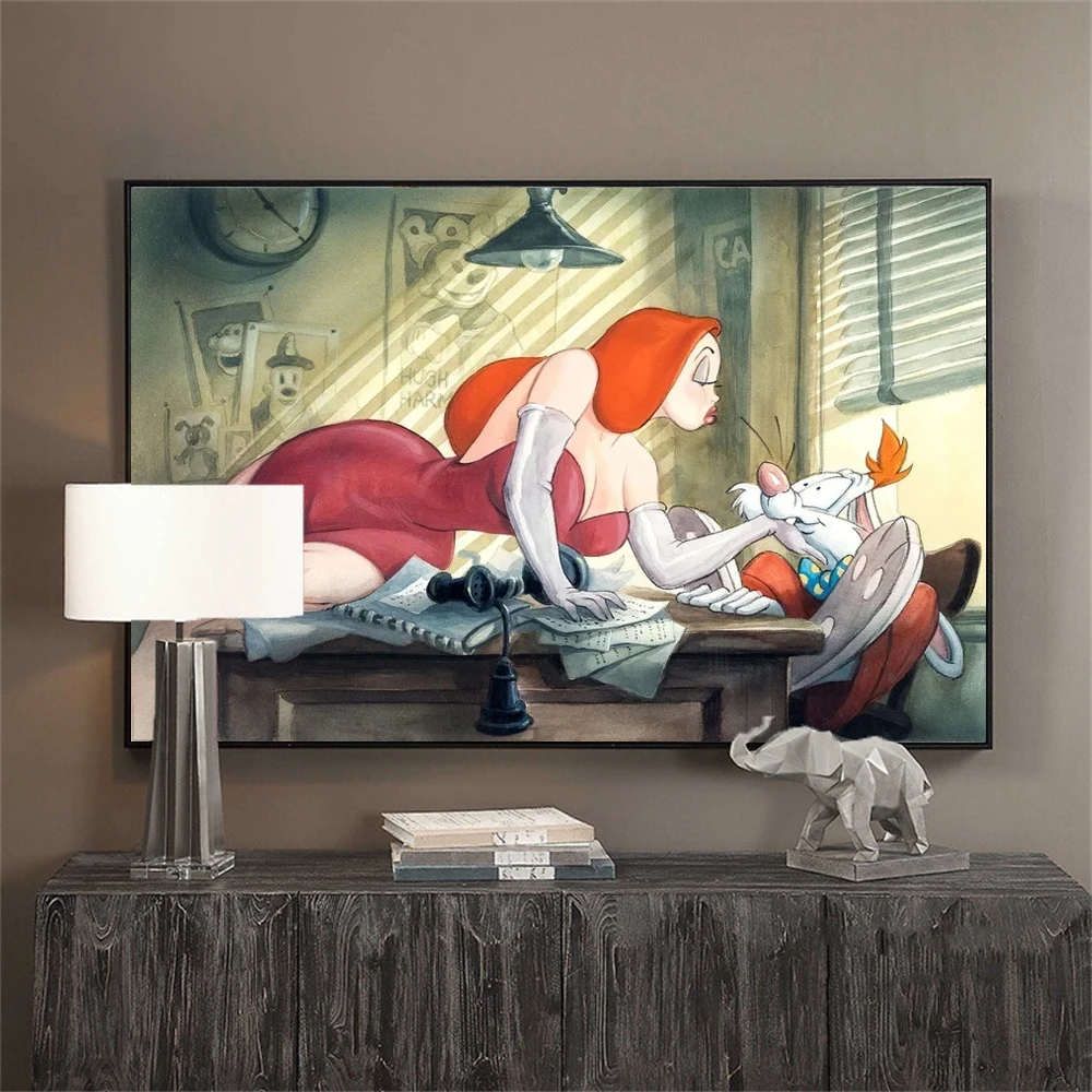 Disney Roger Rabbit Jessica Rabbit Art Poster Funny Cartoon Figure