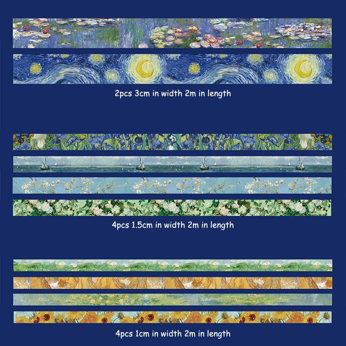 10pcs, Washi Tape - Vintage Watercolor Washi Tape Set with Gold Color Foil - Aesthetic Decorative Tape, Scrapbook, DIY Crafts 6