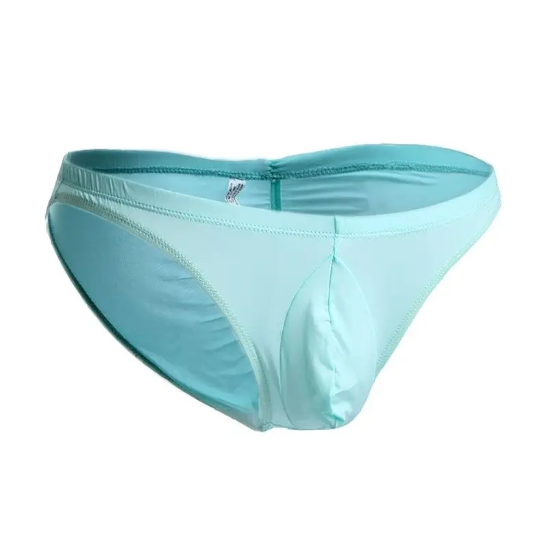 Briefs men's ultra-thin ice silk perspective u convex bag back wrinkle sexy underwear