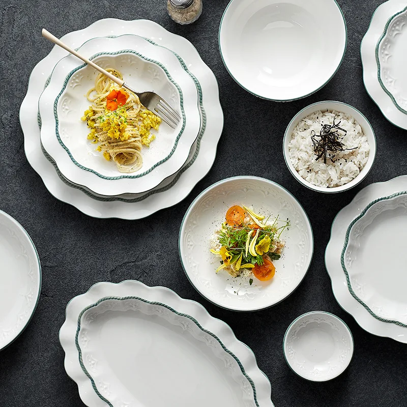 Bowl and Dish Set For Home Use Modern Simple Light Luxury Nordic Ceramic Exquisite Plate and Bowl