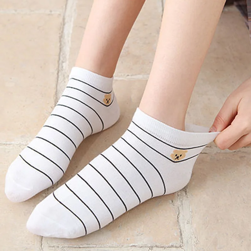 5 paia di calzini bassi con stampa di mucca da donna, estivi, corti, cartoni animati, calzini alla caviglia, carino Asakuchi, traspiranti, per ragazza, piedi, Sokken Set_voghion.com