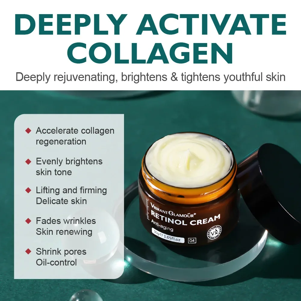 VIBRANT GLAMOUR Natural Retinol Sets VA Anti Aging Whitening Renewing Skin Hyaluronic Acid Reduce Fine Lines 4PCS