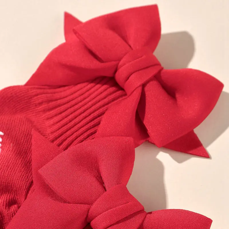 2pcs/set Baby Bow Hat with Socks Suit Newborn Boys and Girls Socks Cap Set Short Tube Sock+ Turban Hat for Autumn Spring H446 - Image 2