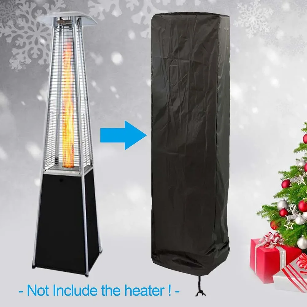 210D Waterproof Air Heater Cover Patio Heater Cover 221x53x61cm Black Garden Courtyard Outdoor Furniture Dustproof Protection