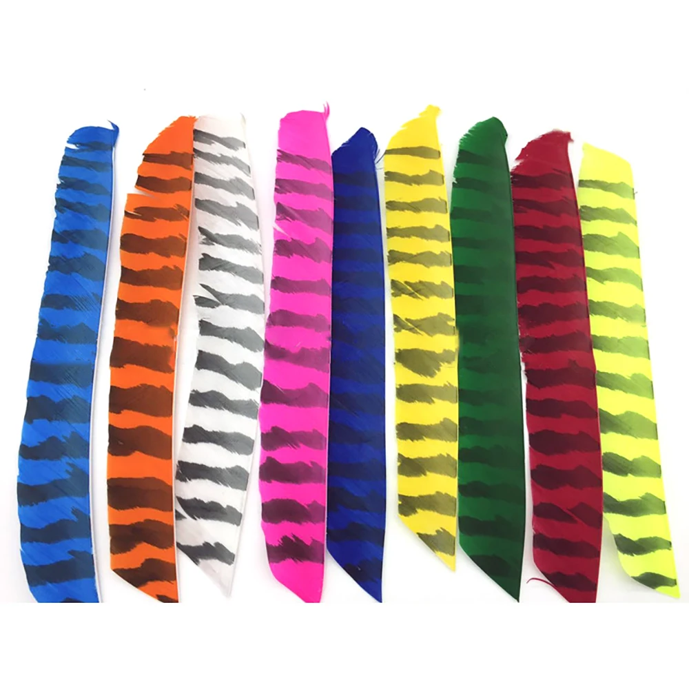 

50/100Pc Zebra patter Full length No cutting Real Natural Turkey Feather Wing Fletching Right / Left Archery arrow DIY Accessory