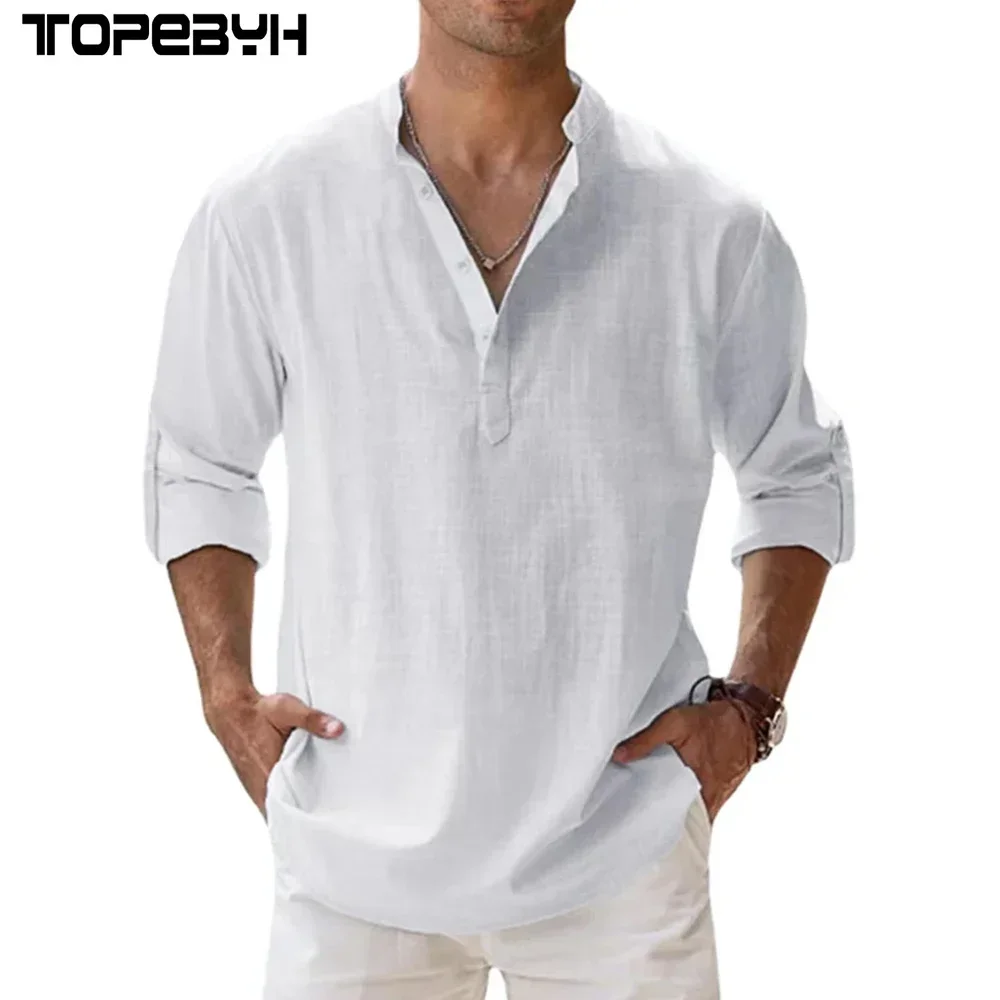 New-Cotton-Linen-Shirts-for-Men-Casual-Shirts-Lightweight-Long-Sleeve ...