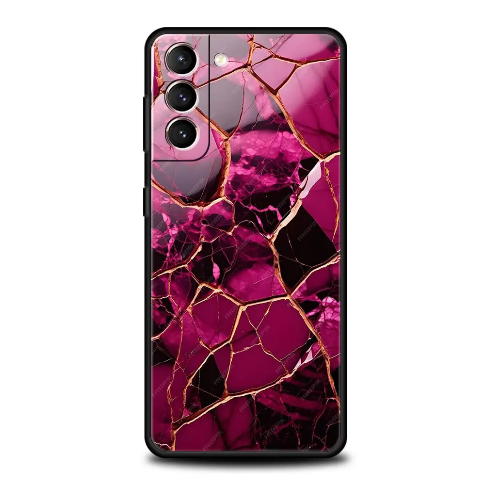 Elegant Gold Pink Marble Phone Case - Soft TPU Cover
