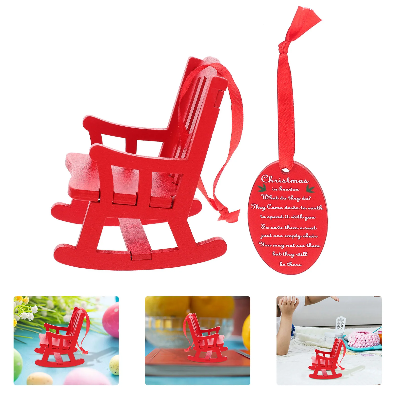 

Small Rocking Chair Ornaments Furniture Mini Wooden Cake Accessories Decor Model for Kids House Decoration Child Home